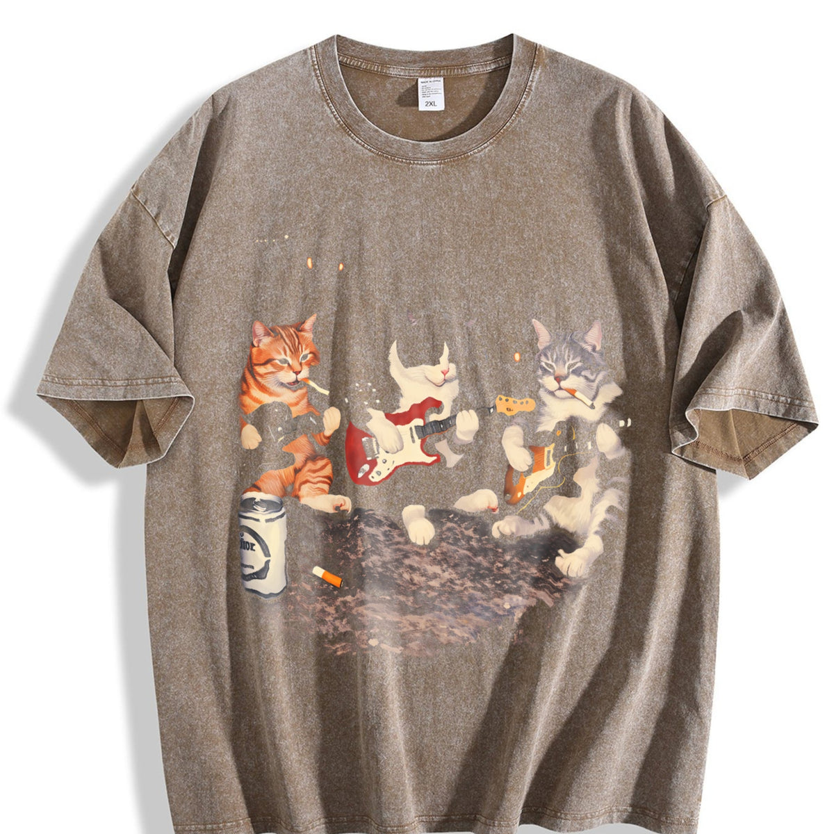 Rock Band Cats Vintage Washed T-Shirt product image 3