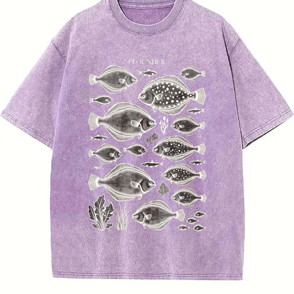 Flounder Fish 90s Vintage Washed T-Shirt product image 6
