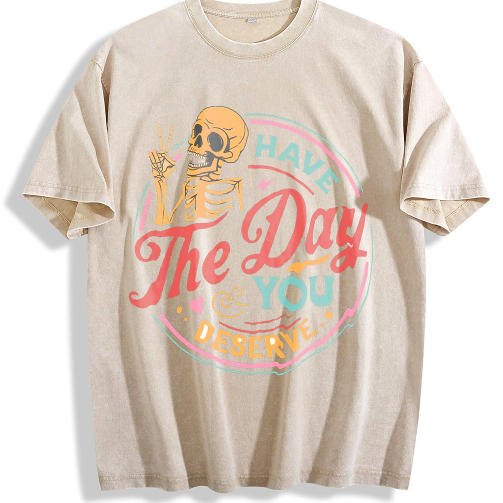 Skeleton Peace Sign Have The Day You Deserve Boxy Vintage product image 1