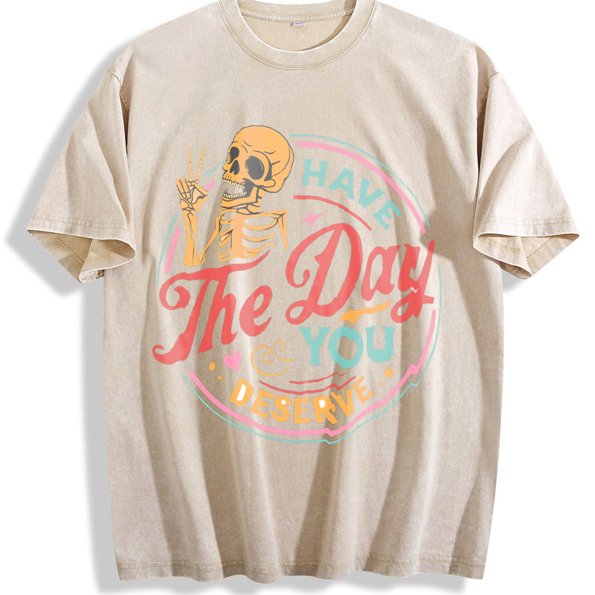 Skeleton Peace Sign Have The Day You Deserve Boxy Vintage product image 1