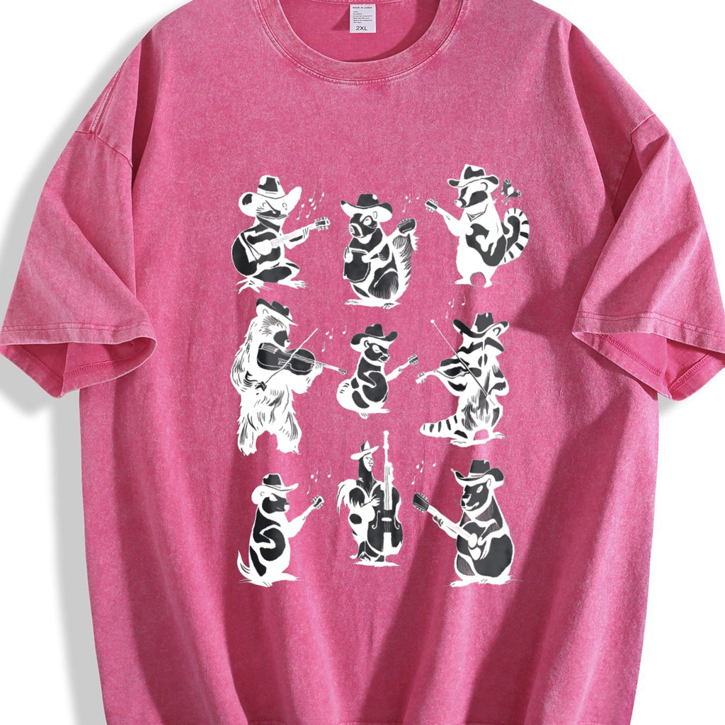 Animal Musicians 90s Tattoo Vintage Washed T-Shirt product image 7