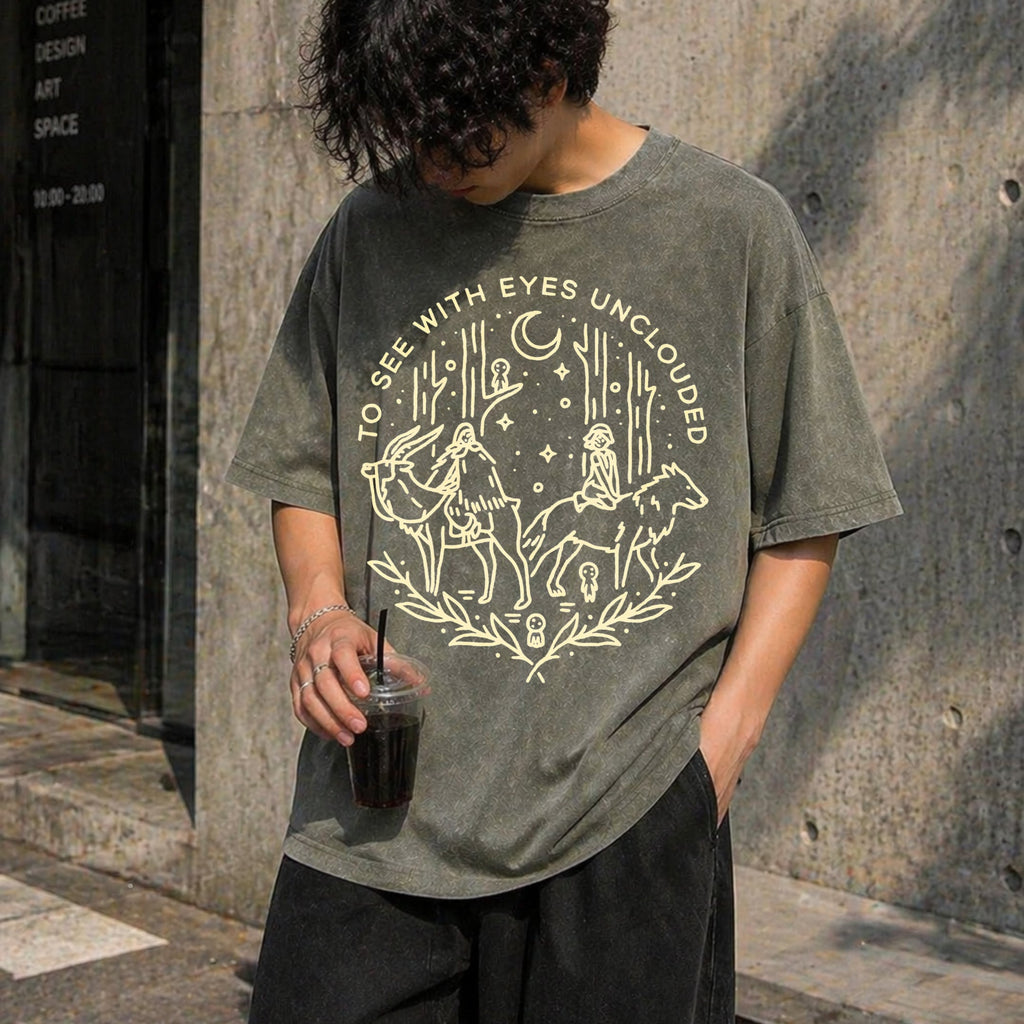 Princess Mononoke Acid 90s Vintage Washed T-Shirt product image 4