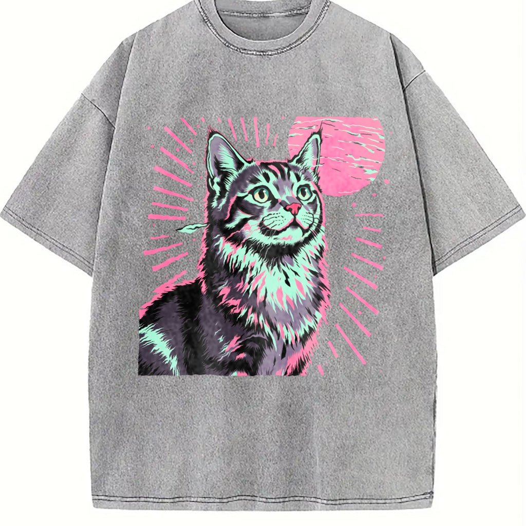 futuristic Cat Vintage Washed T-Shirt product image 4