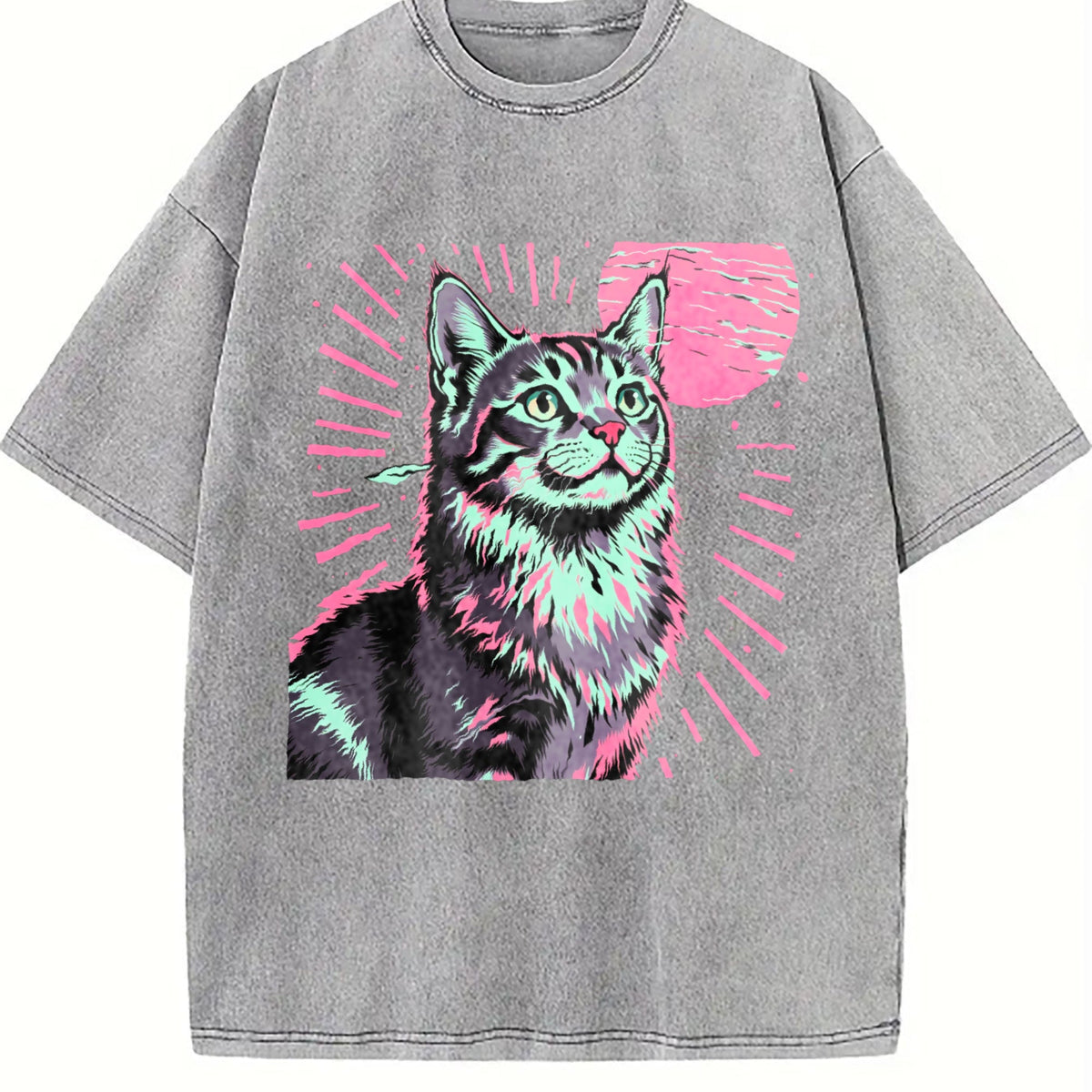 futuristic Cat Vintage Washed T-Shirt product image 4