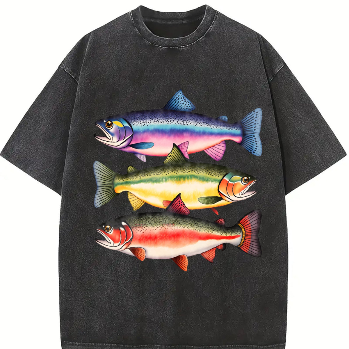 Abstract Colorful Trout In A Row - River Fish Vintage product image 2