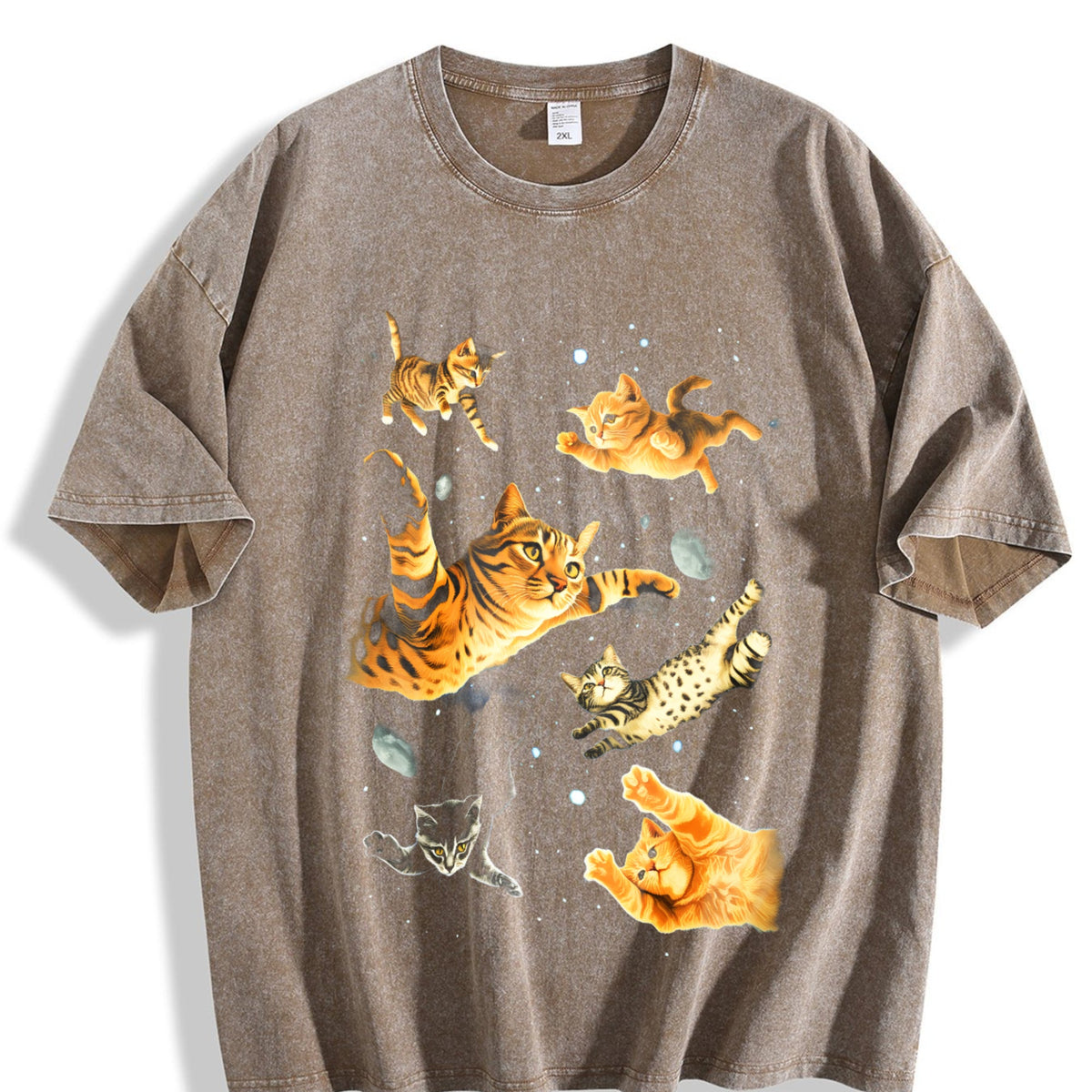 Cats In Galaxy Space Vintage Washed T-Shirt product image 3