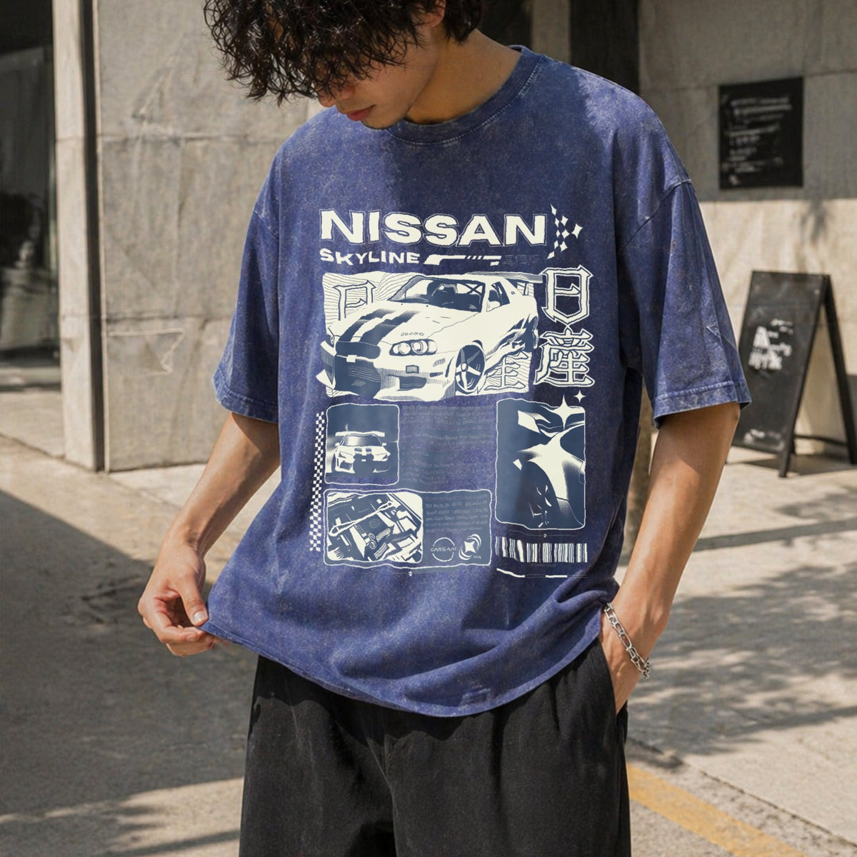 JDM Sports Car Denim Skyline Vintage Washed T-Shirt product image 8