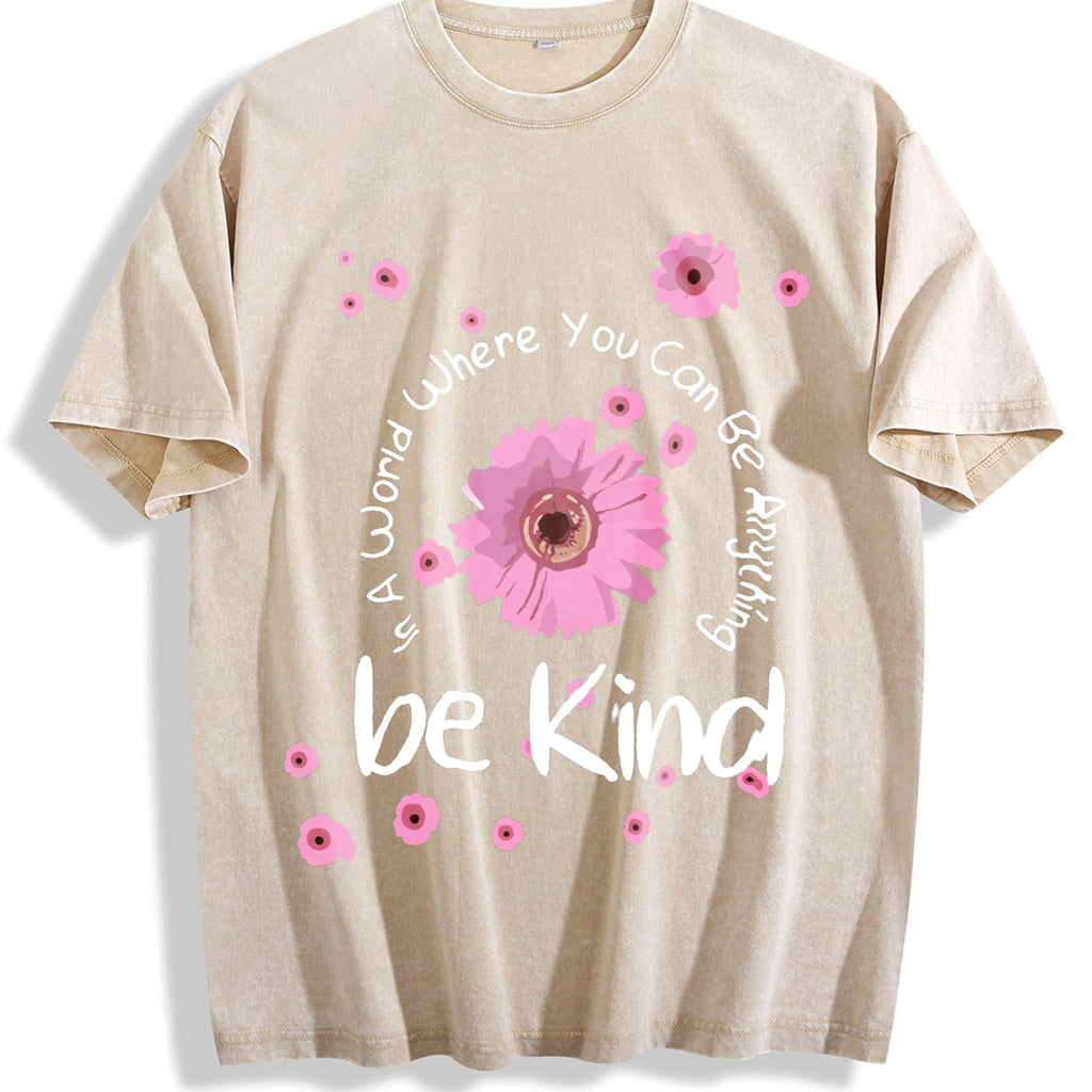 Fun Pink Floral Washable Vintage Washed T-Shirt product image 1