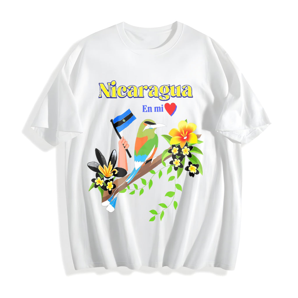 Nicaragua En Mi Corazon Patriotic Signs Cotton T-Shirt product image 2