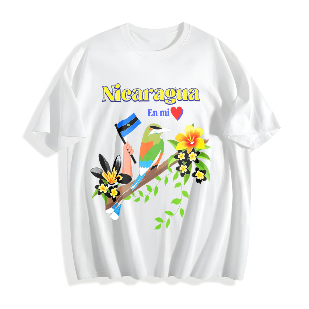 Nicaragua En Mi Corazon Patriotic Signs Cotton T-Shirt product image 2