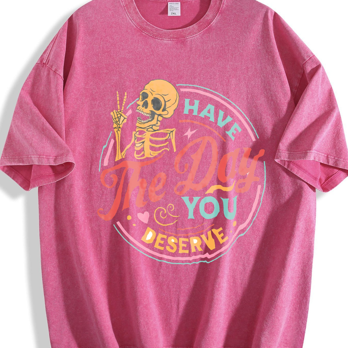 Skeleton Peace Sign Have The Day You Deserve Boxy Vintage product image 7