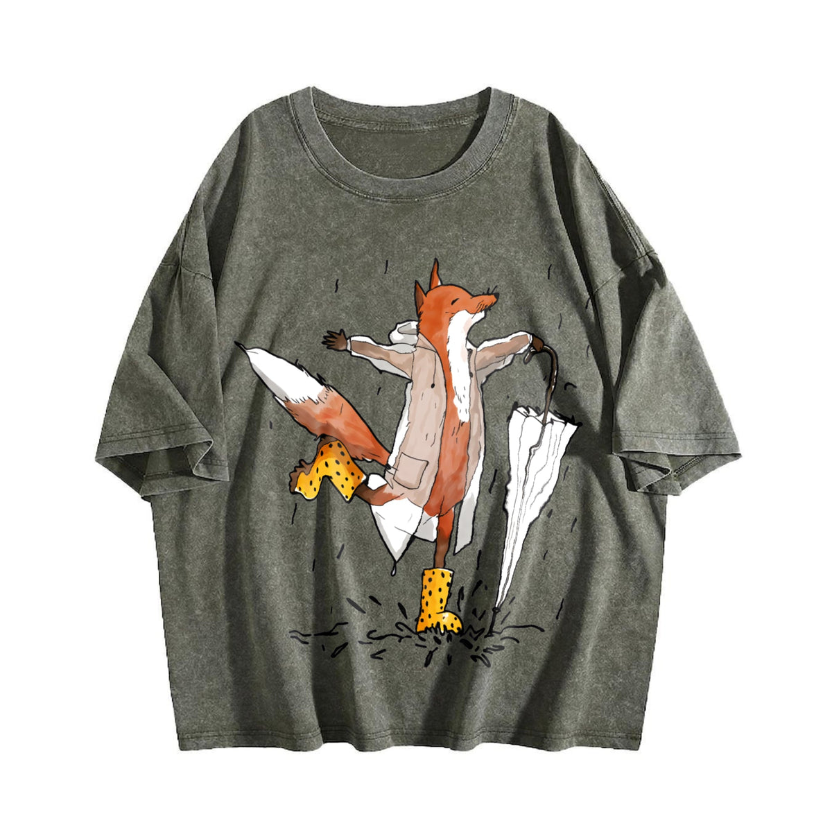 Fox In The Rain Vintage Washed T-Shirt product image 4
