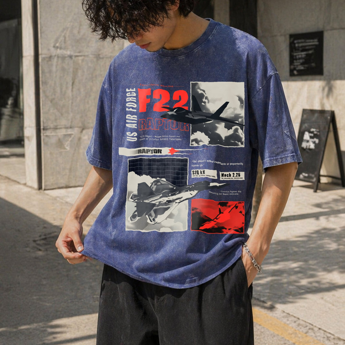 F-22 Raptor Military Funny Good Vintage Washed T-Shirt product image 8