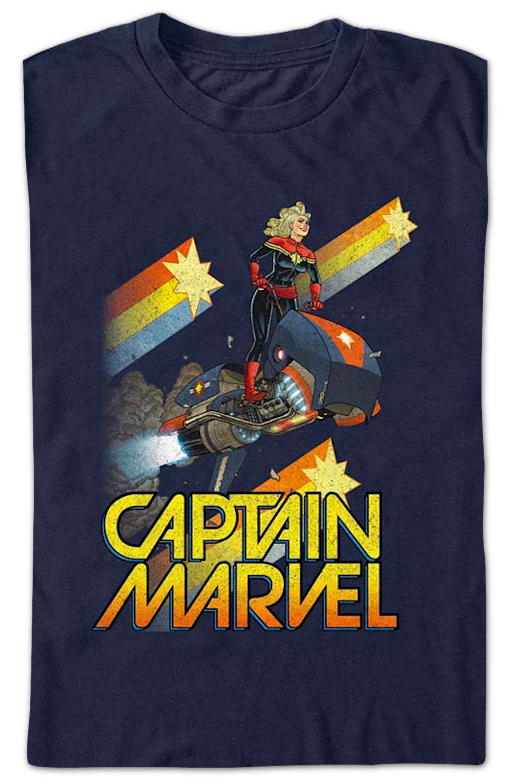 Captain Marvel Retro Stars Comics T-Shirt product image 2