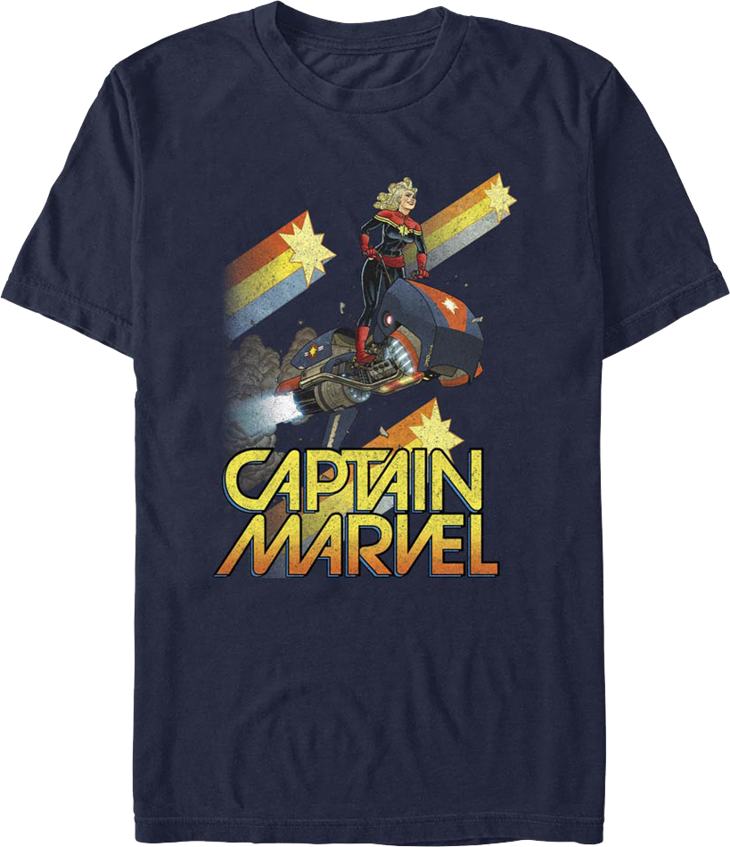 Captain Marvel Retro Stars Comics T-Shirt product image 1