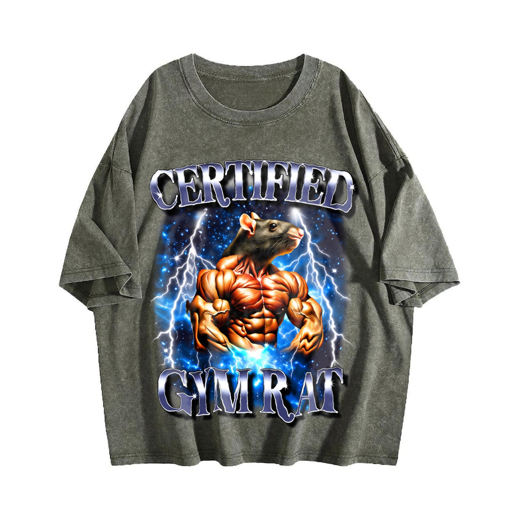 Certified Gym Rat Funny 90s Vintage Washed T-Shirt product image 4
