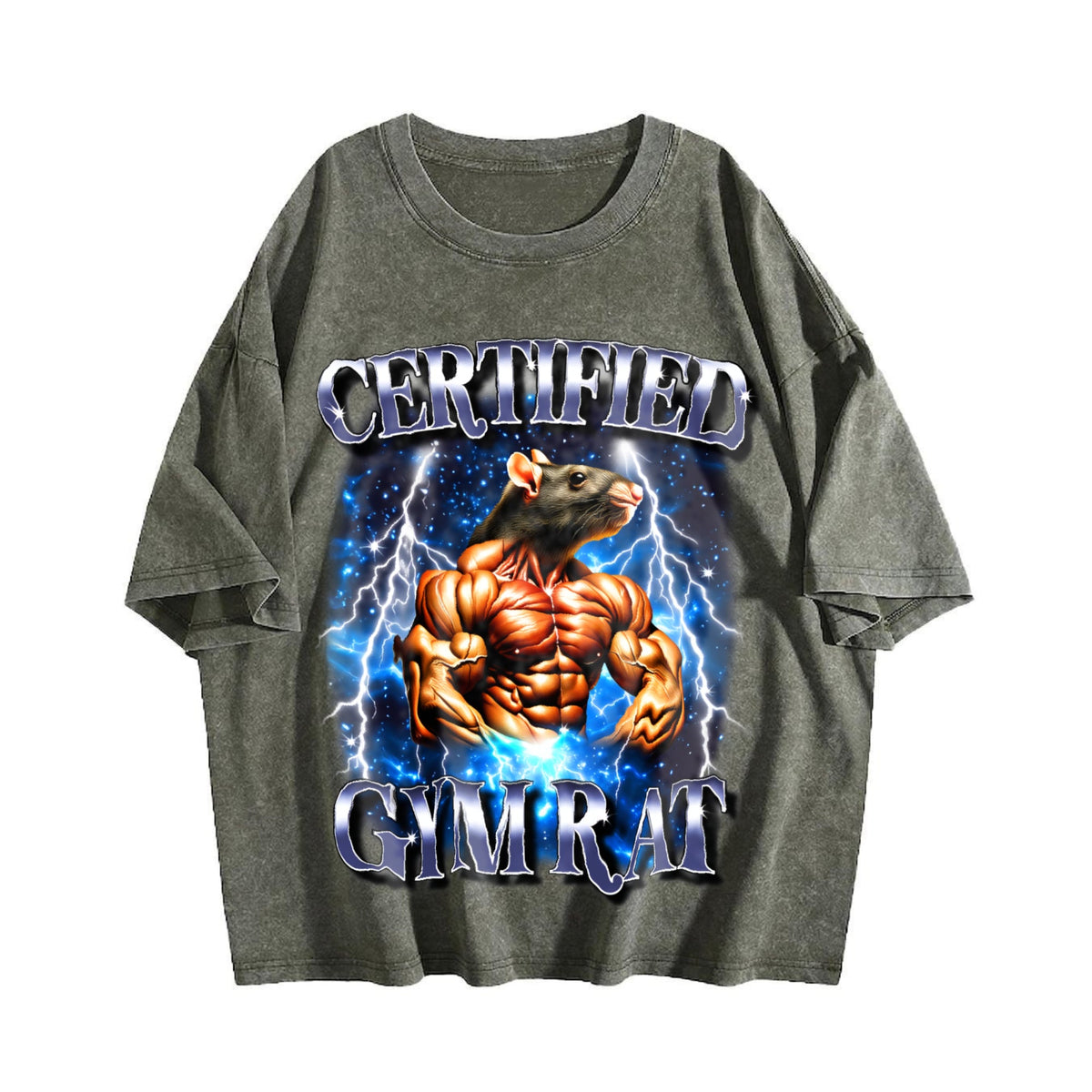 Certified Gym Rat Funny 90s Vintage Washed T-Shirt product image 4