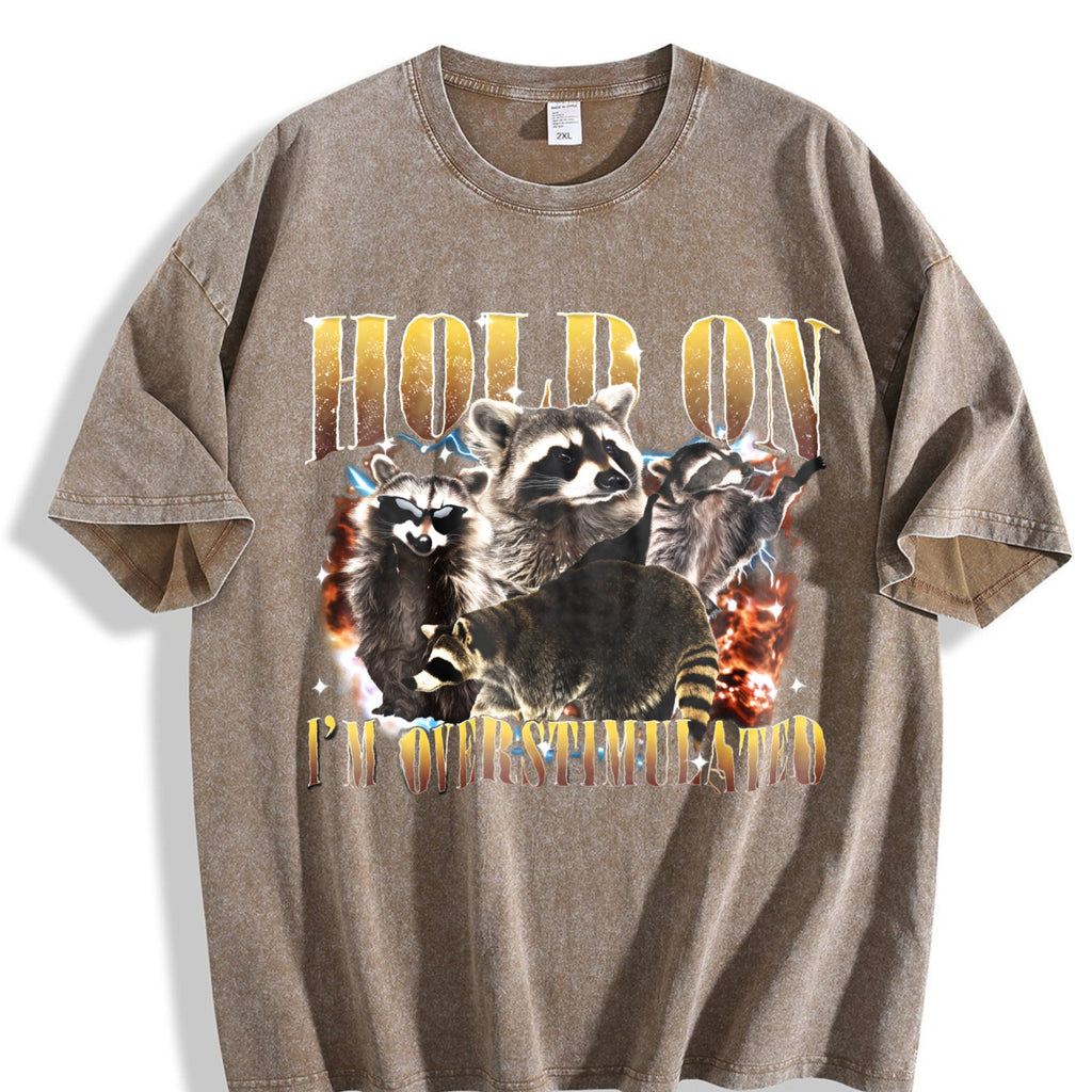 Hold On I Am Overstimulated Vintage Washed T-Shirt product image 3
