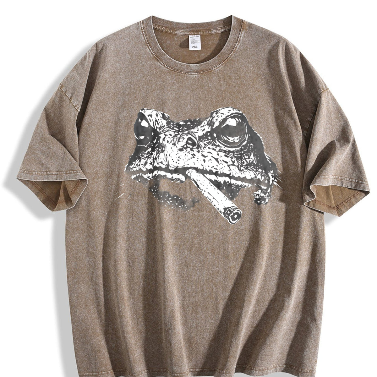 Smoking Frog Meme Vintage Washed T-Shirt product image 3