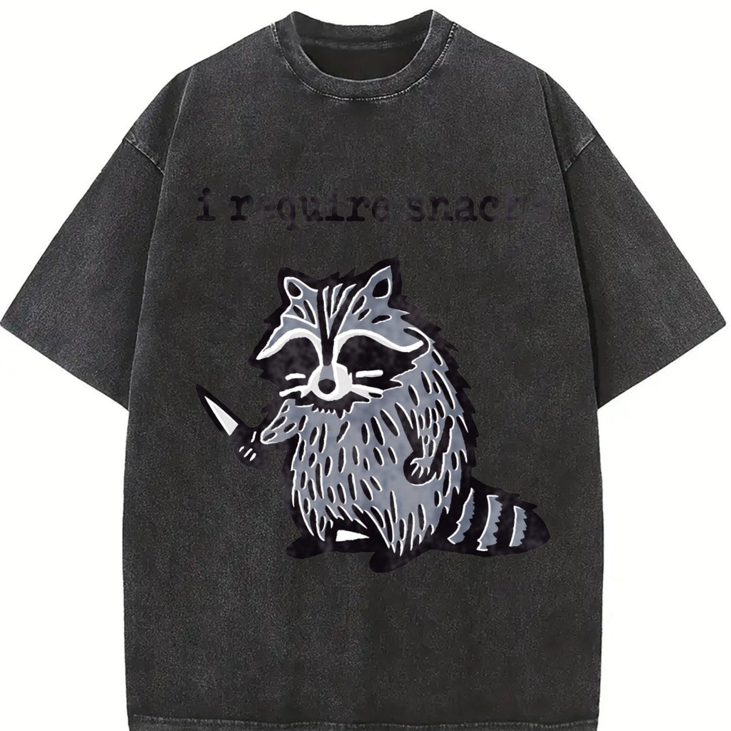 Winter Animal Snack Thief Raccoon Vintage Washed T-Shirt product image 2