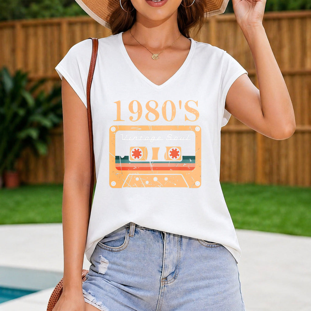 Illustration Of An Old-fashioned Cassette Tape Women's V-Neck Tank Top