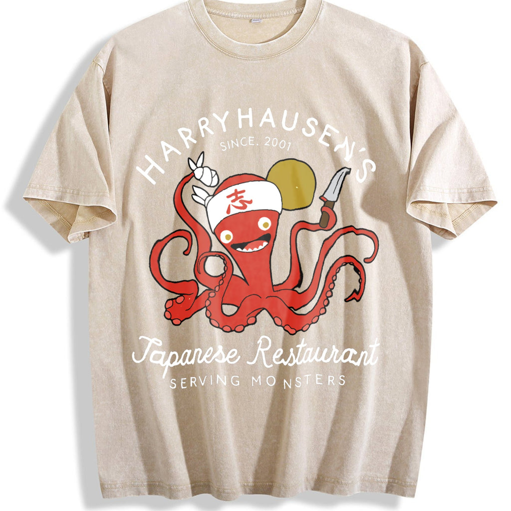 Summer With Octopus Vintage Washed T-Shirt product image 1