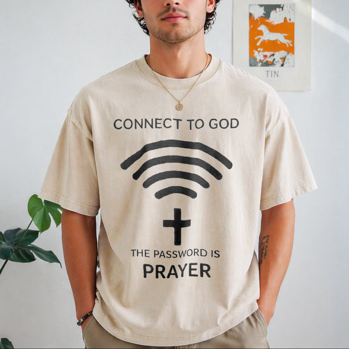 Connect To God The Password Ls Prayert- 100 Vintage Washed product image 1
