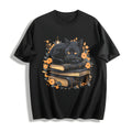 Cat On Book With Autumn Leaves Cotton T-Shirt product image 1