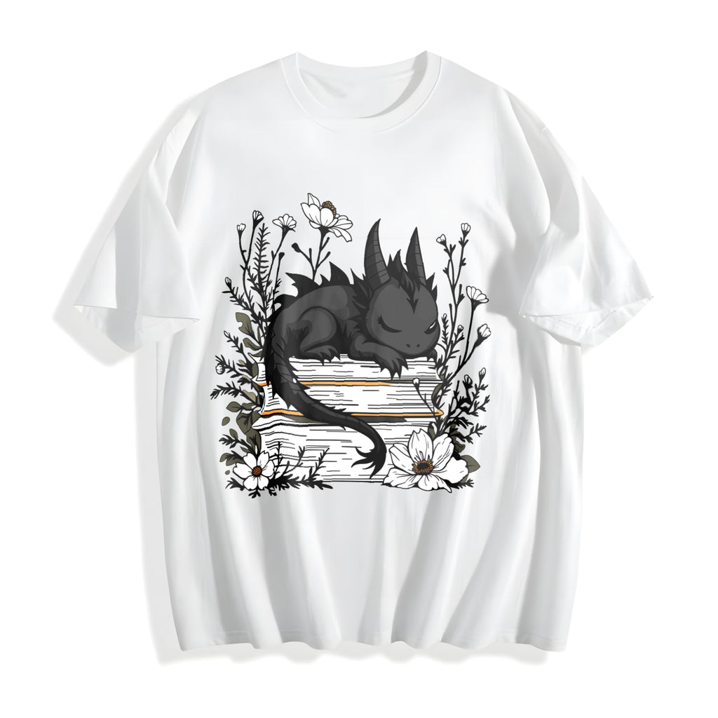 Inspired - Whimsical Black Dragon & Floral Book Cotton product image 2