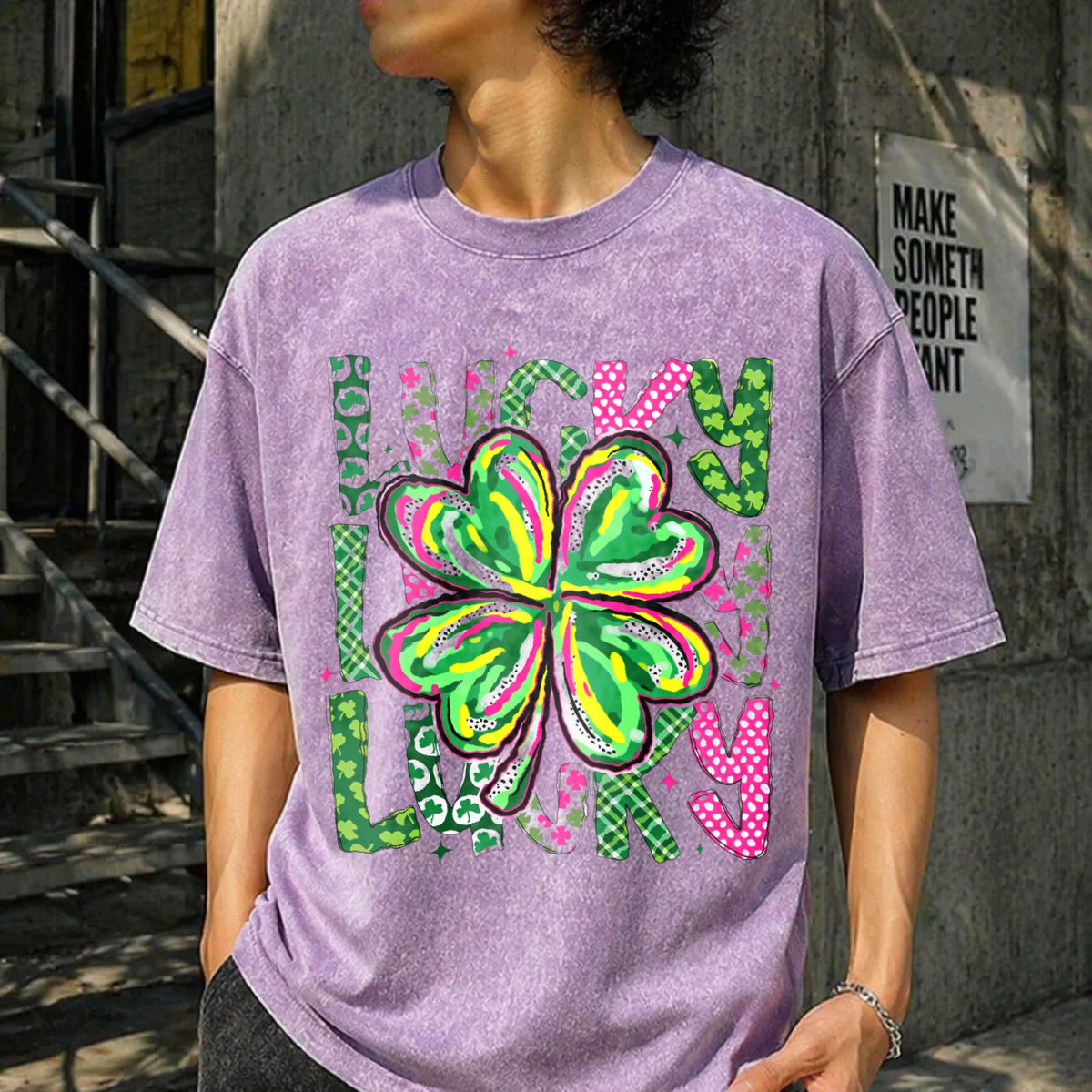 Lucky Shamrock St Patrick's Day Vintage Washed T-Shirt product image 6