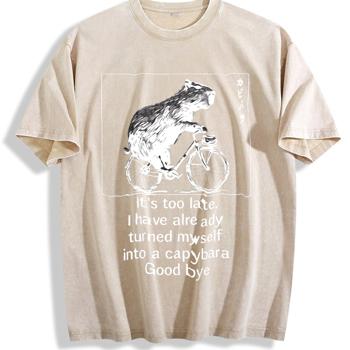 Funny Capybara Riding A Bicycle Vintage Washed T-Shirt product image 1