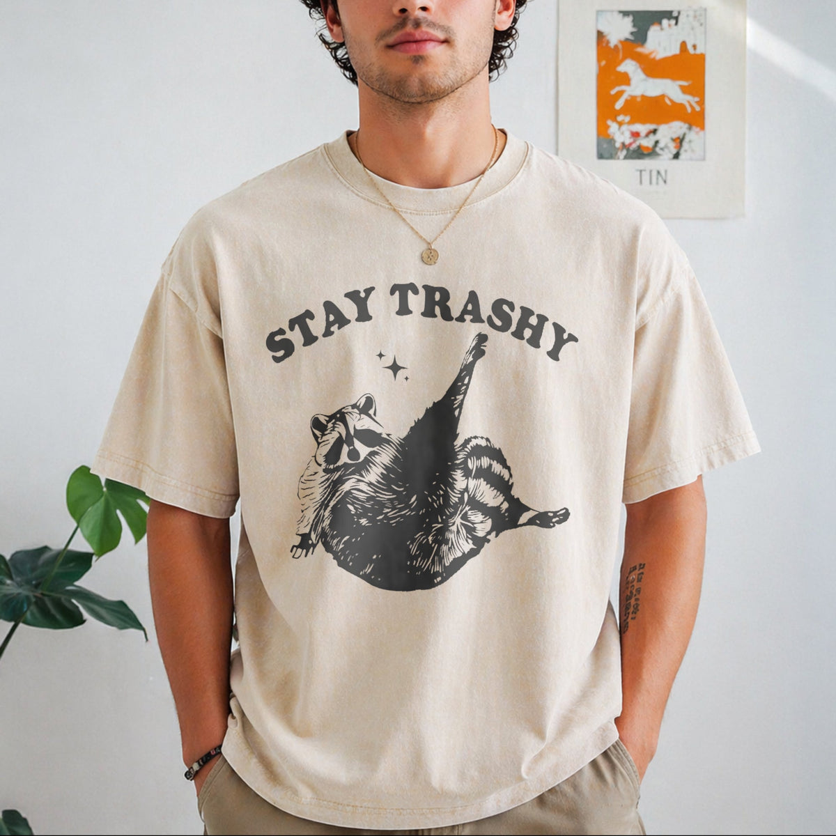 Stay Trashy Raccoon Vintage Washed T-Shirt product image 1