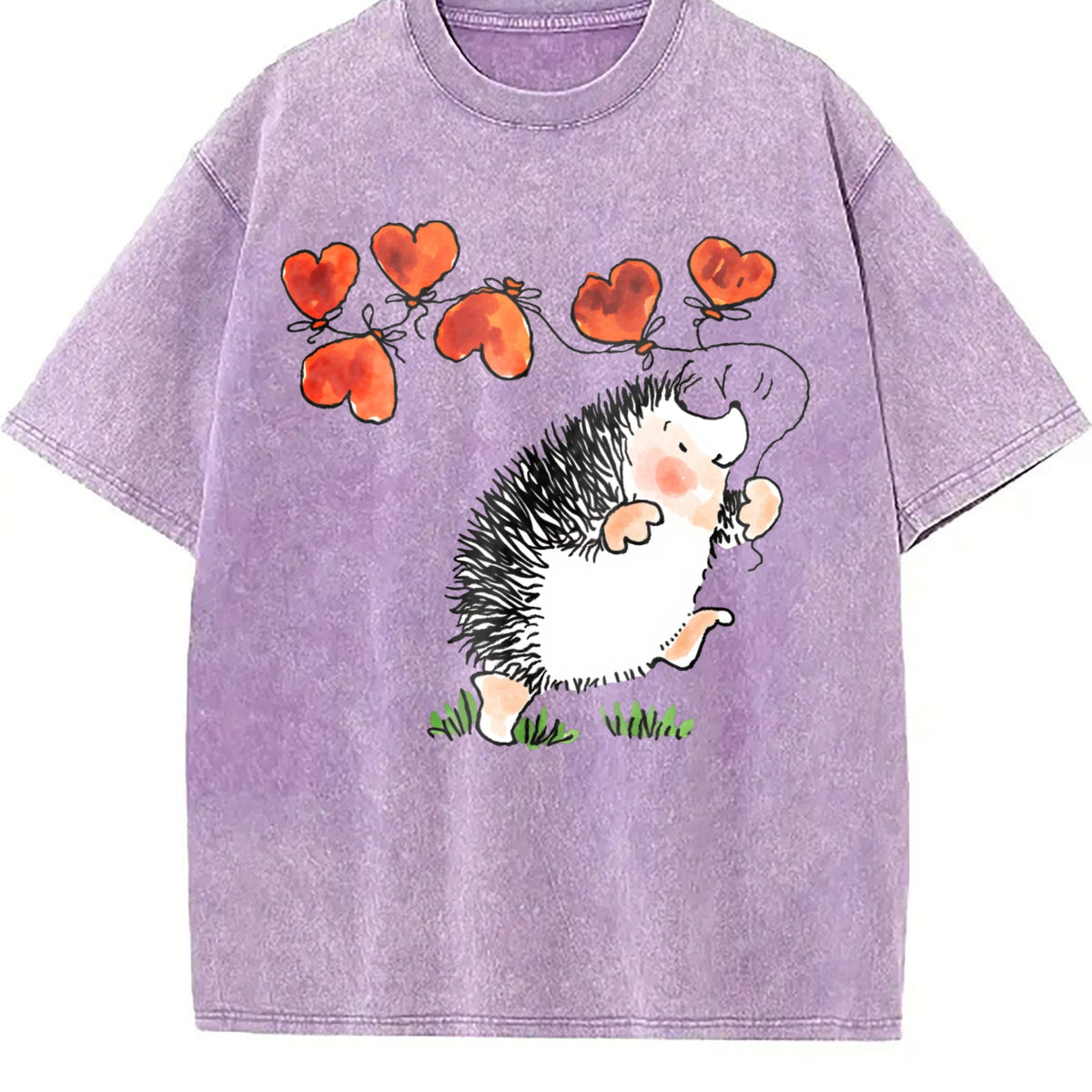 Hedgehog Holding Heart Vintage Washed T-Shirt product image 6