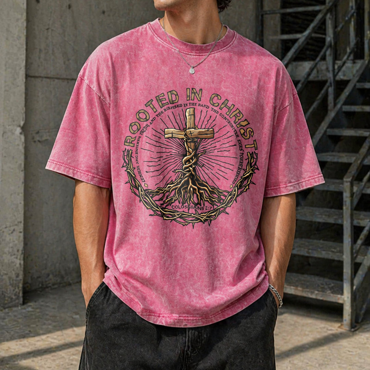 Rooted In Christ Vintage Washed T-Shirt product image 7