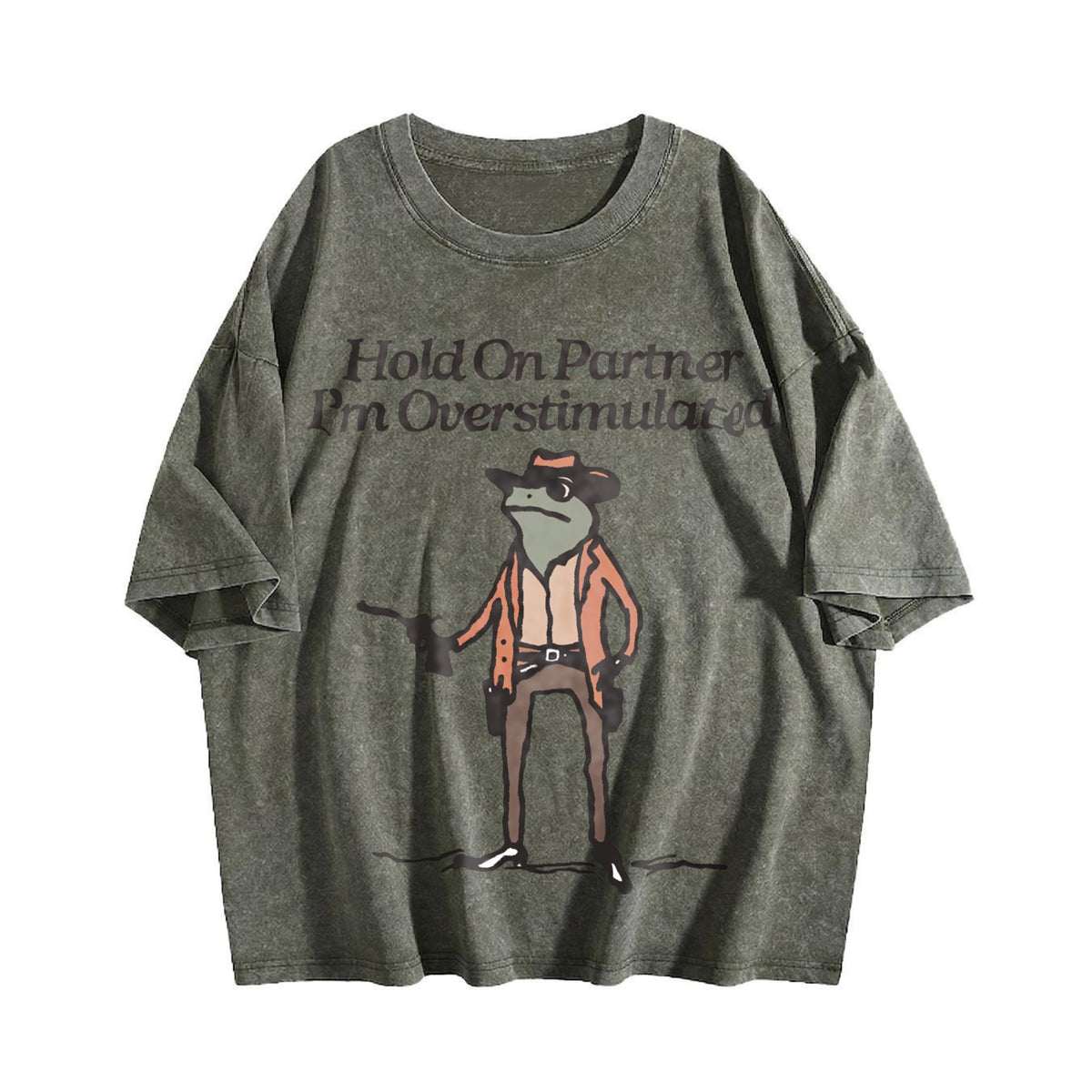 Hold On Partner I'm Overstimulated Vintage Washed T-Shirt product image 4