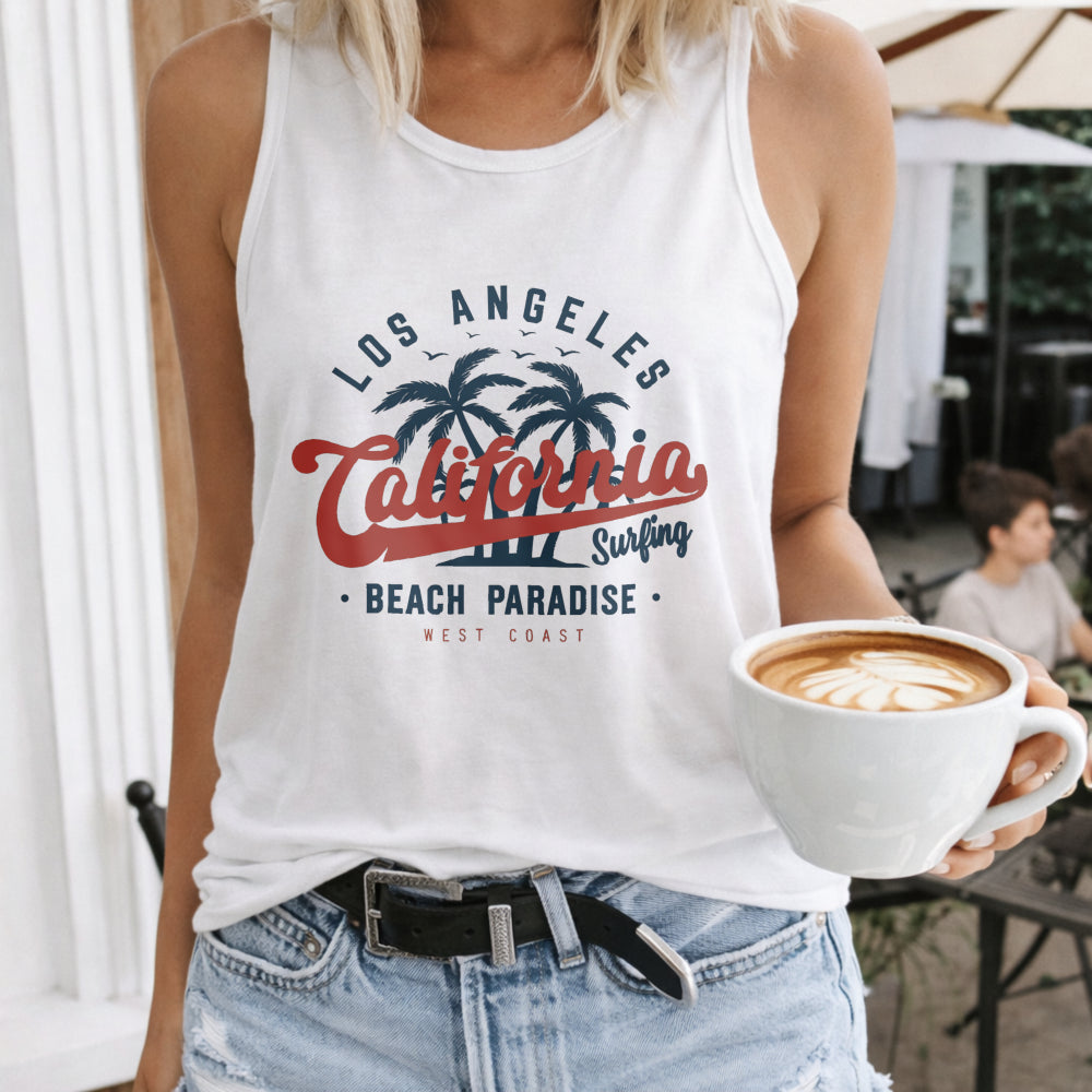 Los Angeles Letters And Palm Tree Women's Tank Top