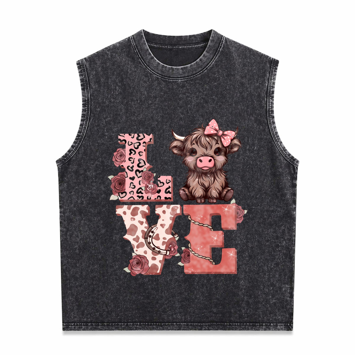 Highland Cow Men's Washed Tank Top