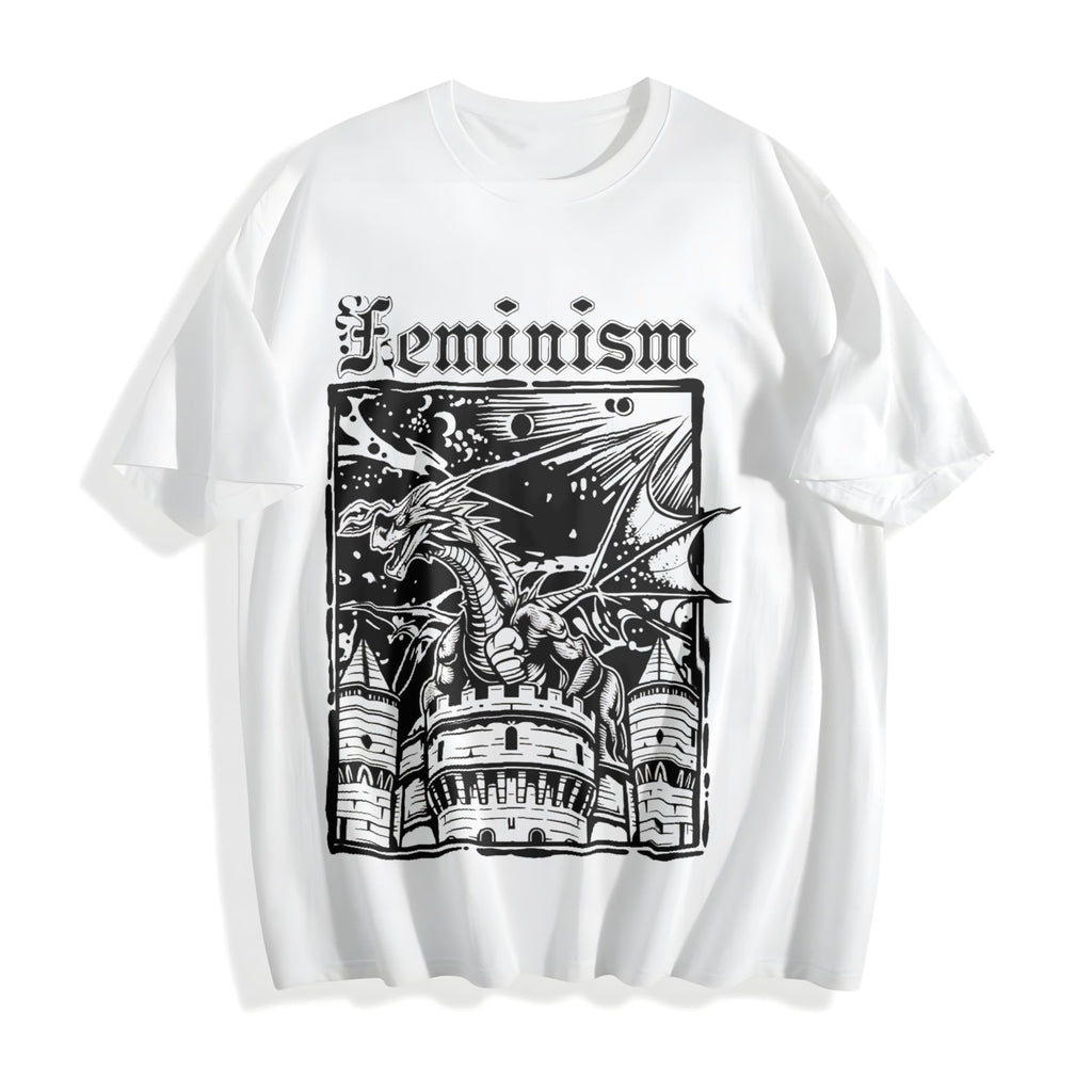 Feminism Dragon - - Castle - Funny Activism - Cotton T-Shirt product image 2