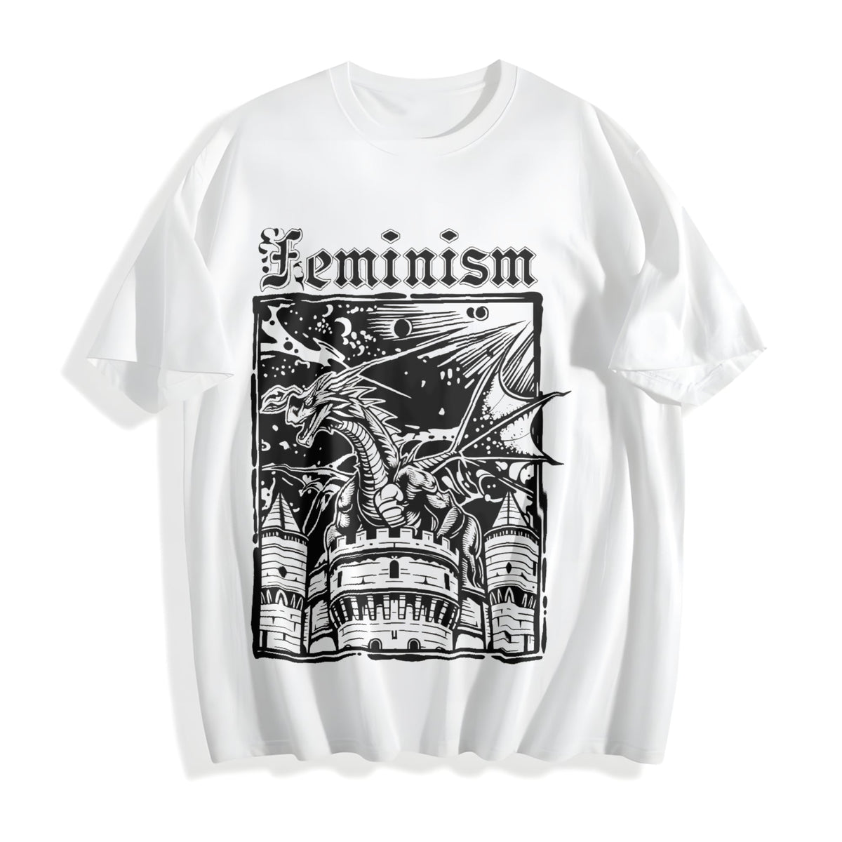 Feminism Dragon - - Castle - Funny Activism - Cotton T-Shirt product image 2