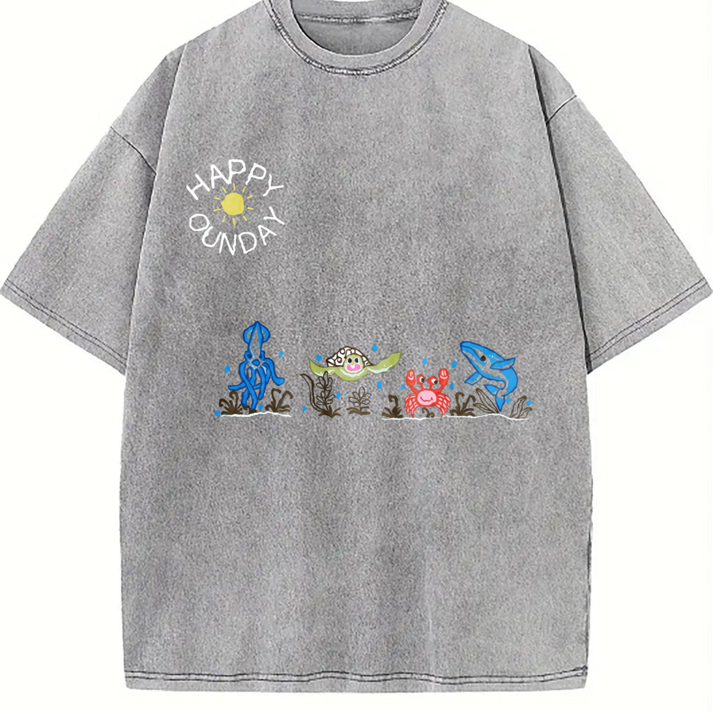 Sea Animals Vintage Washed T-Shirt product image 5