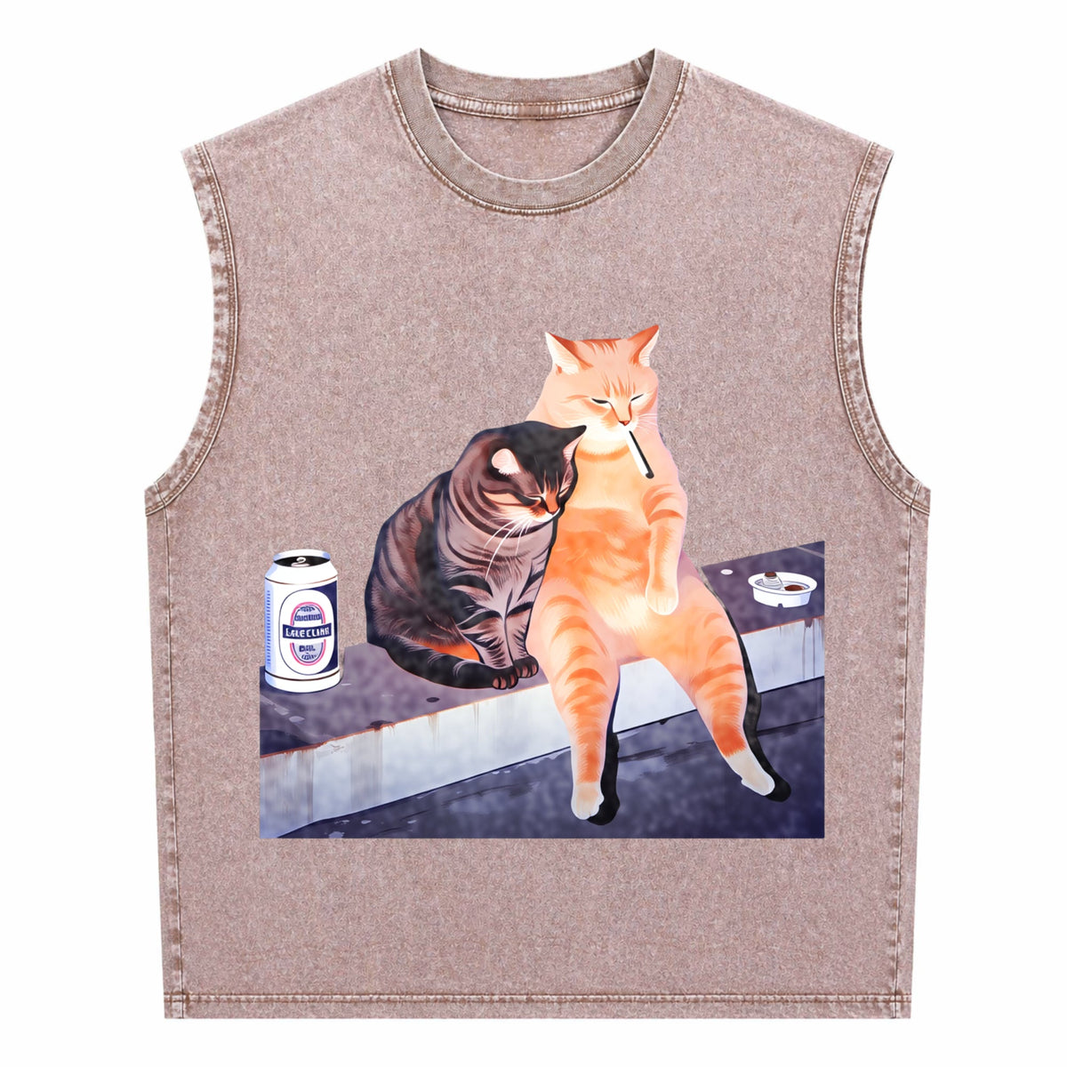 Smoking Cat Meme For Cat Lovers Black Humorous Perfect Men's Washed Tank Top