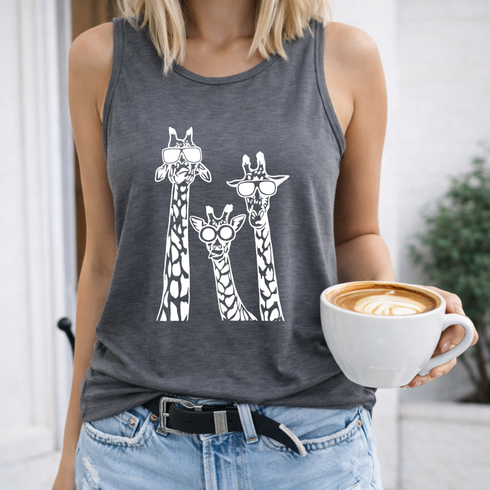Giraffe Family with Glasses Women's Tank Top