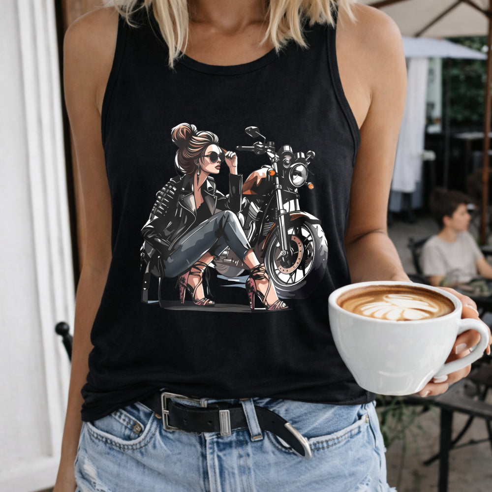 Biker Woman and Motorcycle Women's Tank Top