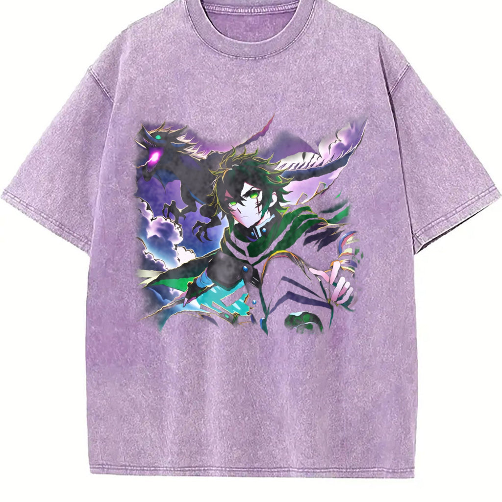 Anime X Dragon Halftone Vintage Washed T-Shirt product image 6
