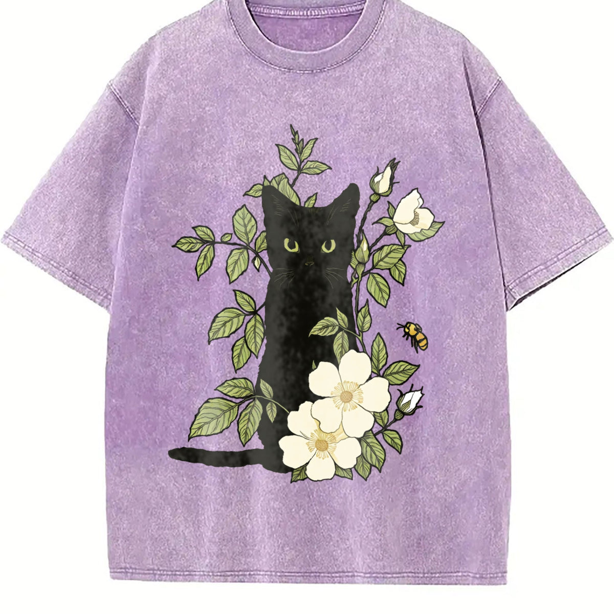 Animal Floral Cat Summer Vintage Washed T-Shirt product image 6