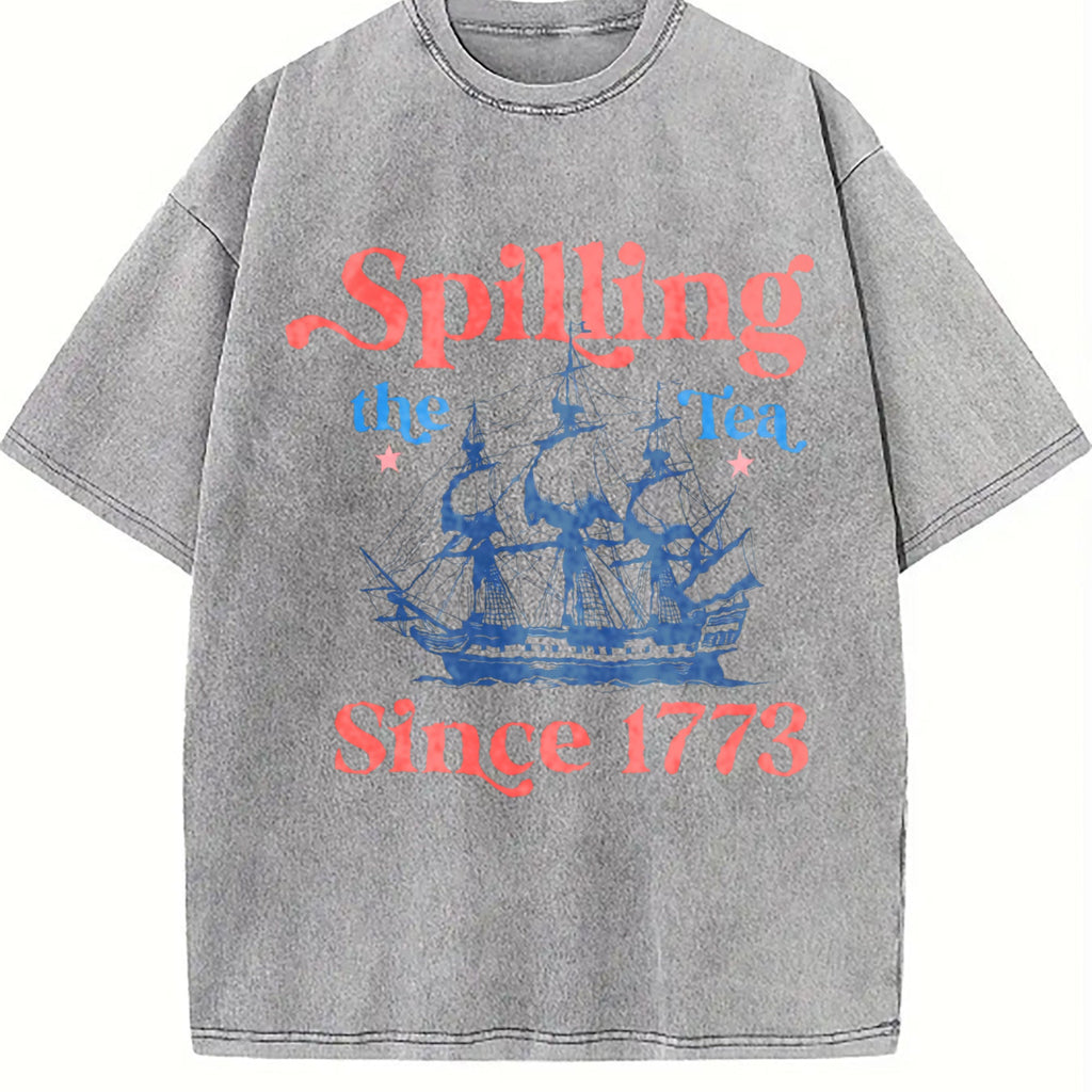 Spilling The Tea Since 1773 USA Patriotic Vintage Washed product image 4