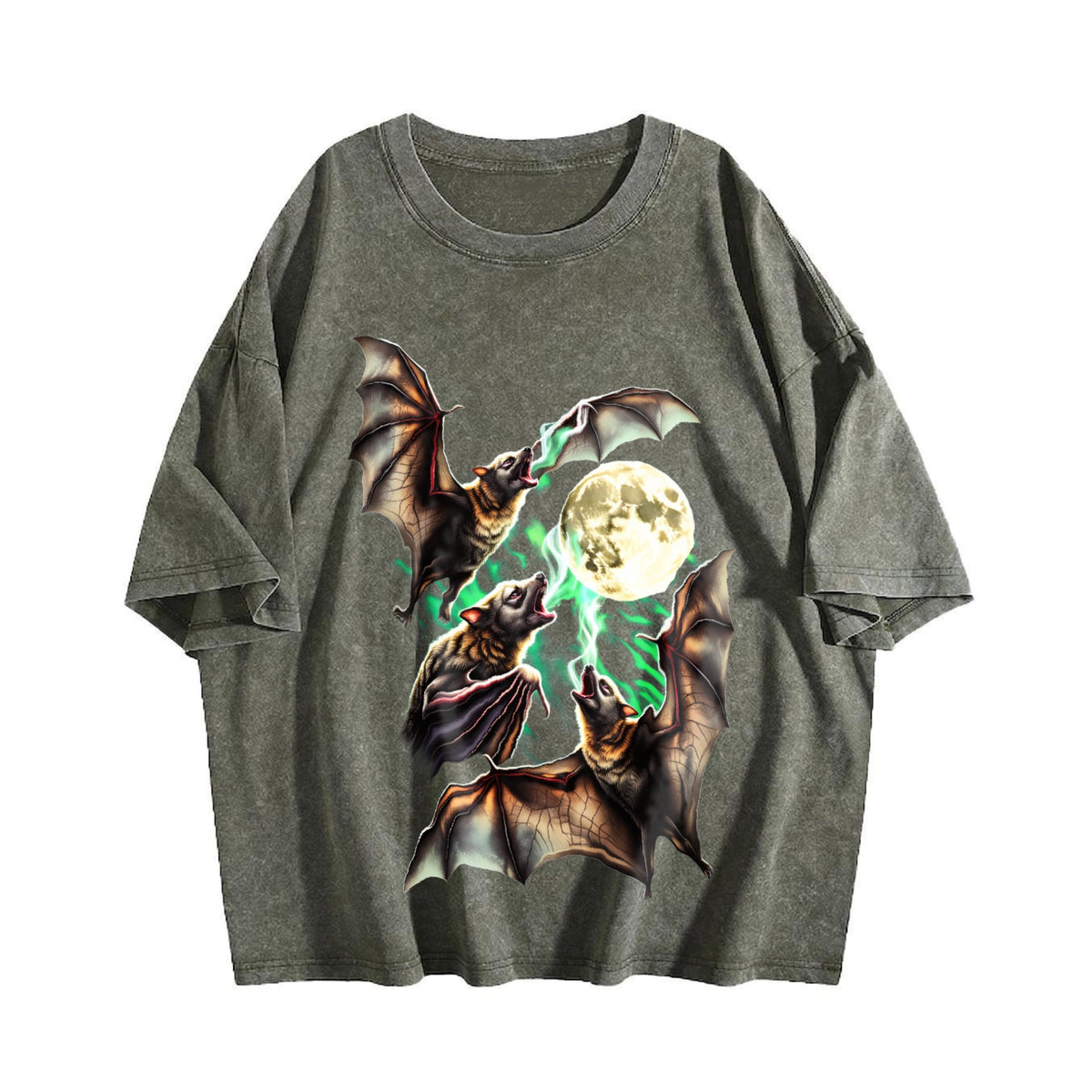 Bats Howling To Moon 90s Vintage Washed T-Shirt product image 4