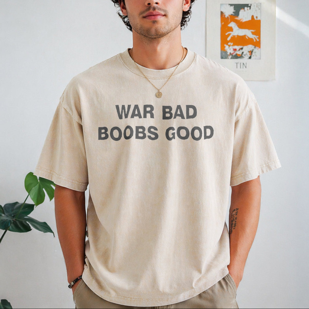 War Bad Boobs Good Black Vintage Washed T-Shirt product image 1