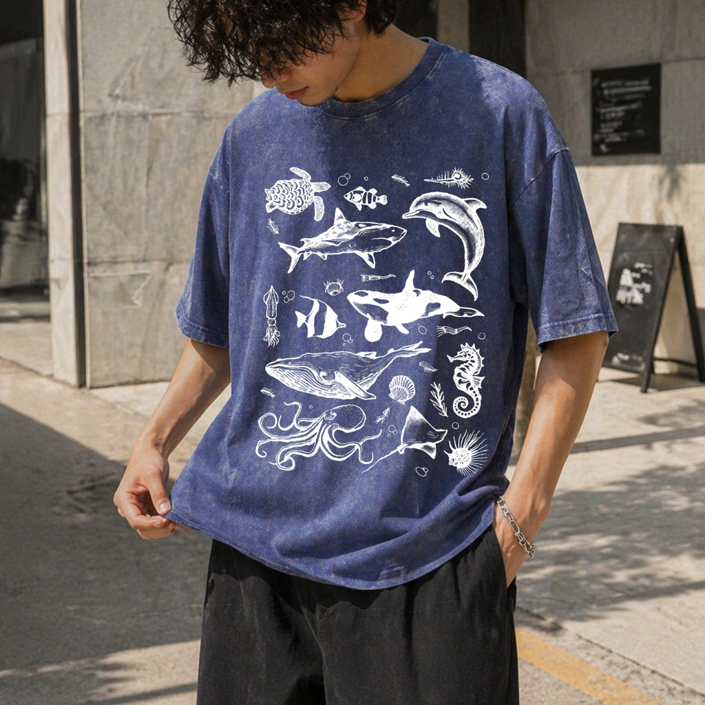 Sea Animal Tattoo Vintage Washed T-Shirt product image 8