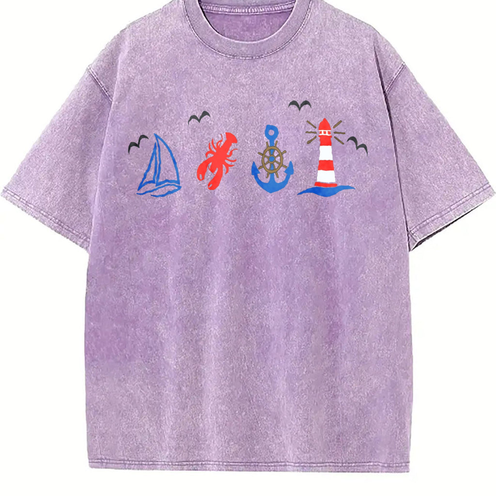 Coastal Nautical Summer Vintage Washed T-Shirt product image 6